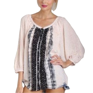 Free People Floral Boho Blouse Oversized Size XS Elena Top